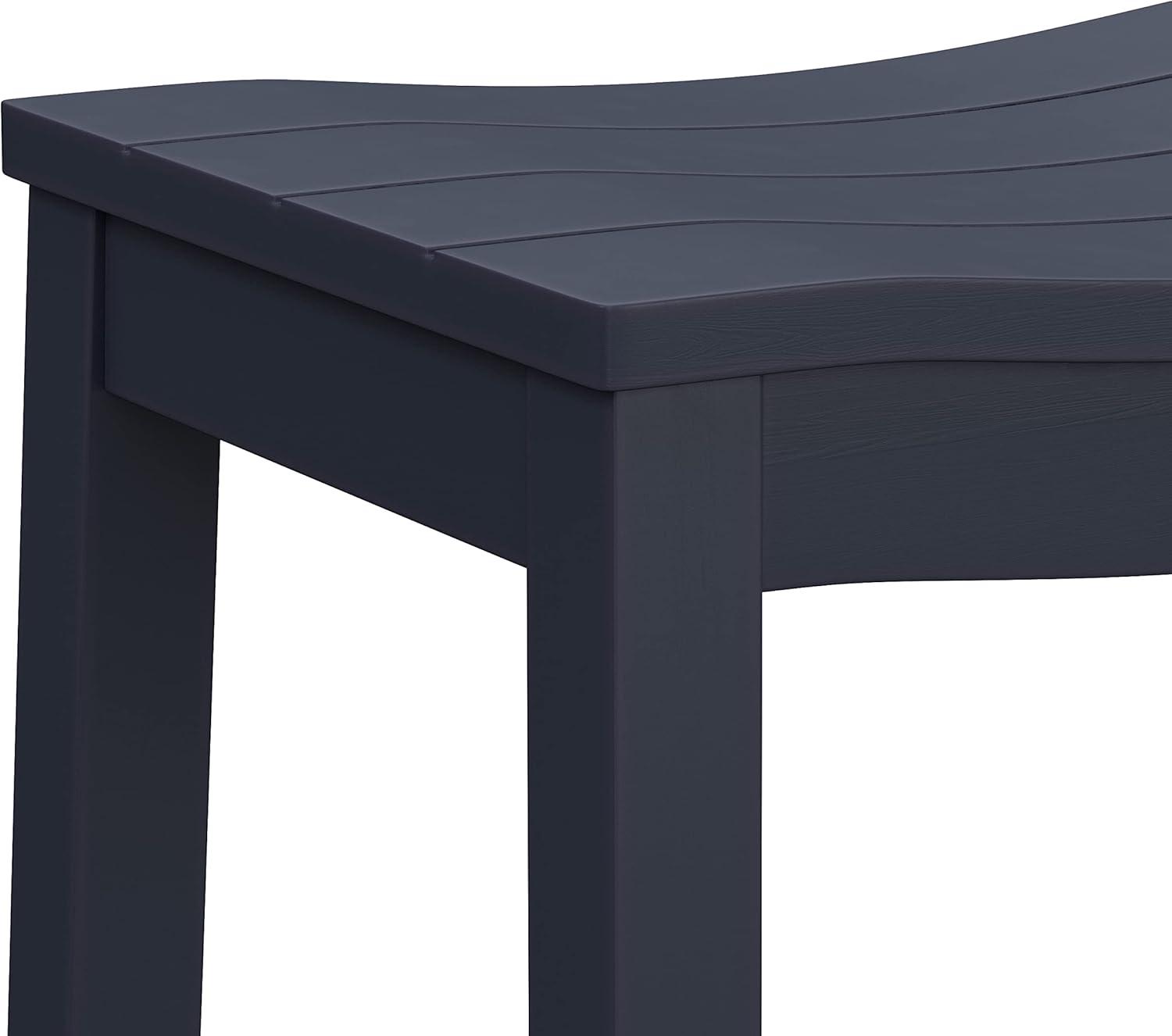 Navy Wood Backless Saddle Style Counter Stool