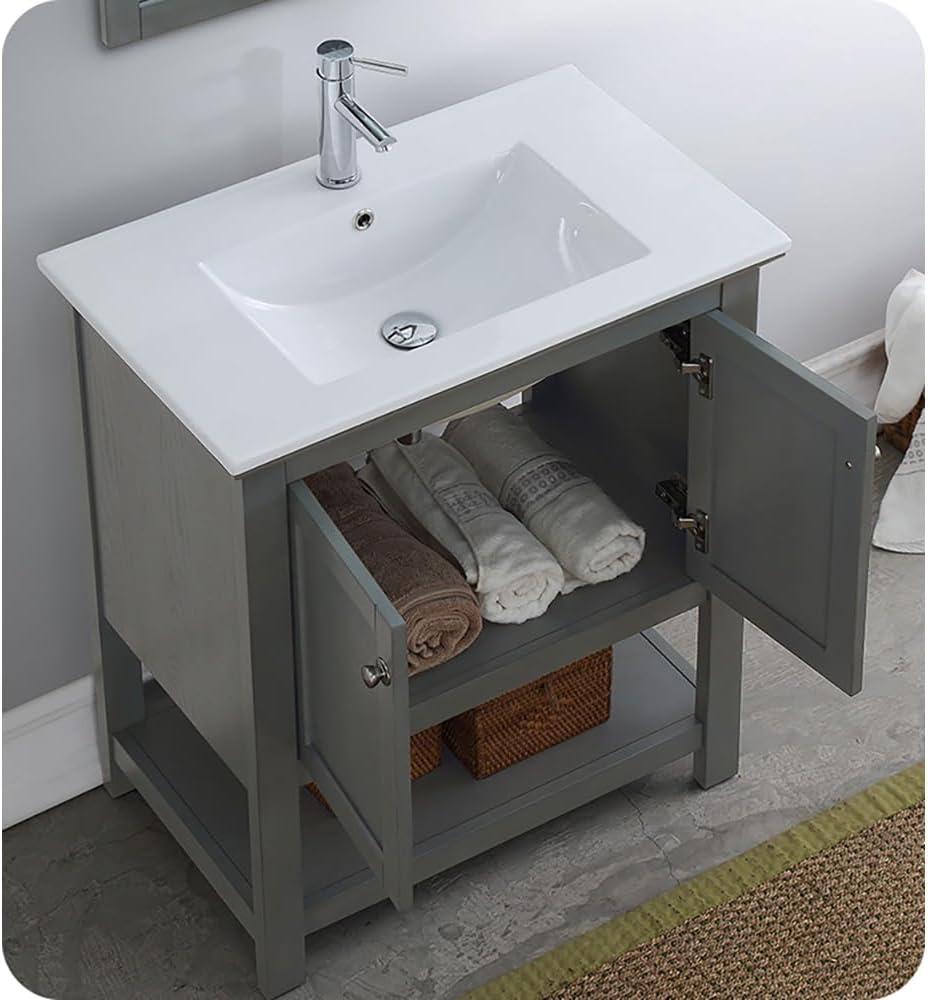 Manchester 30" Freestanding Single Sink Bathroom Vanity with Integrated Sink (Faucet Not Included)