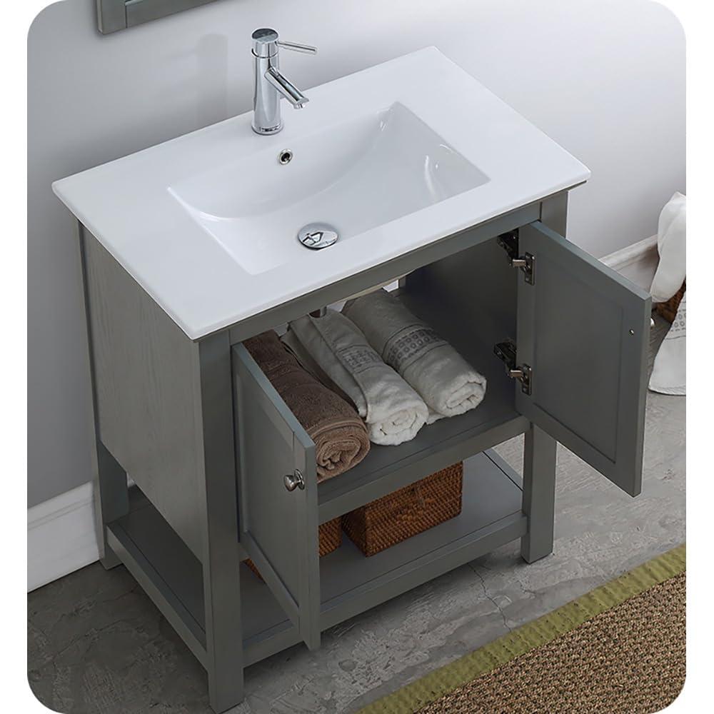 Manchester 30" Freestanding Single Sink Bathroom Vanity with Integrated Sink (Faucet Not Included)