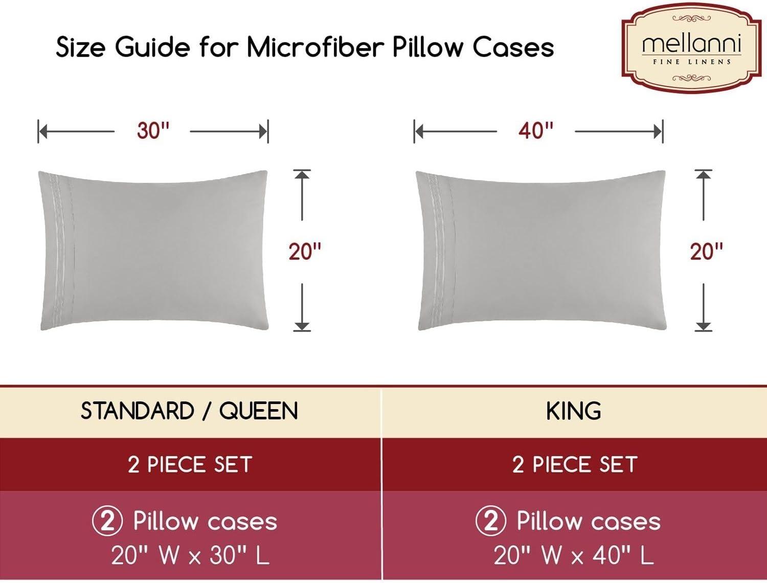 Mellanni Luxury Microfiber Pillowcases with Envelope Closure, King, Light Blue, 2 Count