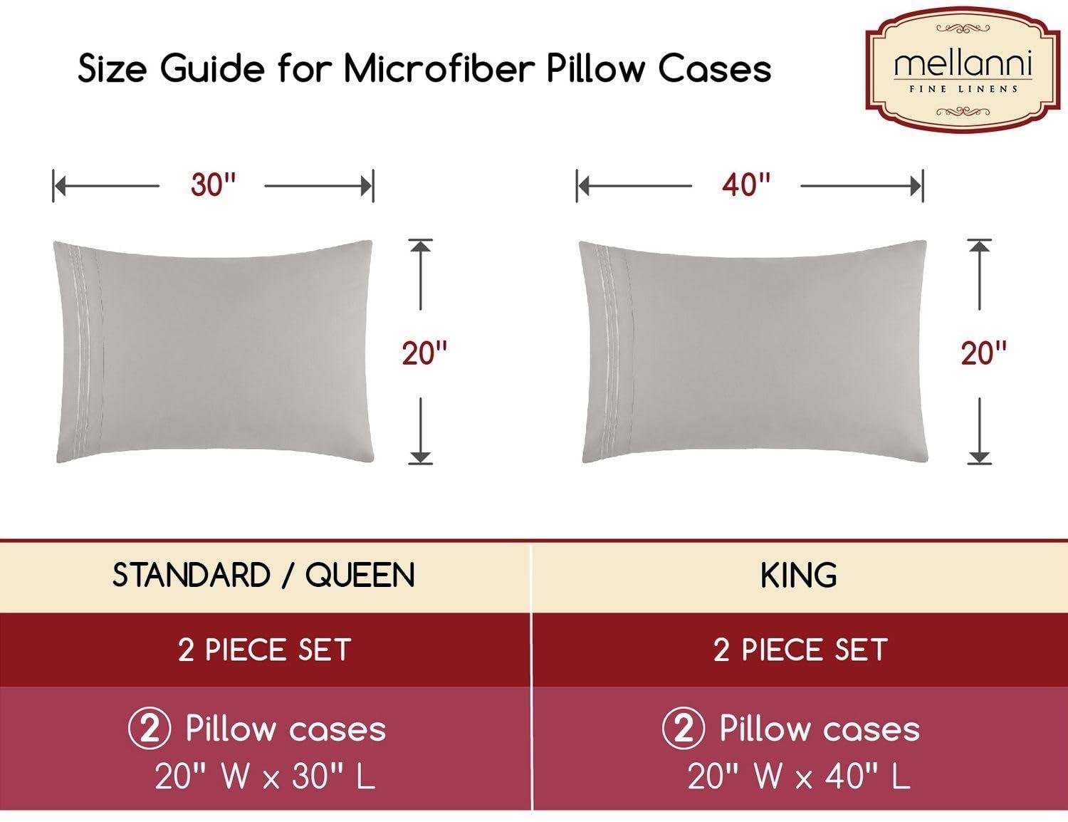 Mellanni Microfiber Pillowcases with Envelope Closure, Standard / Queen, Sky Blue, 2 Count