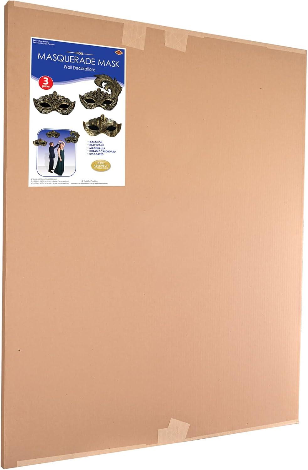 Beistle Masquerade Mask Wall Decorations, Asstd, (3/Box) Multicolored