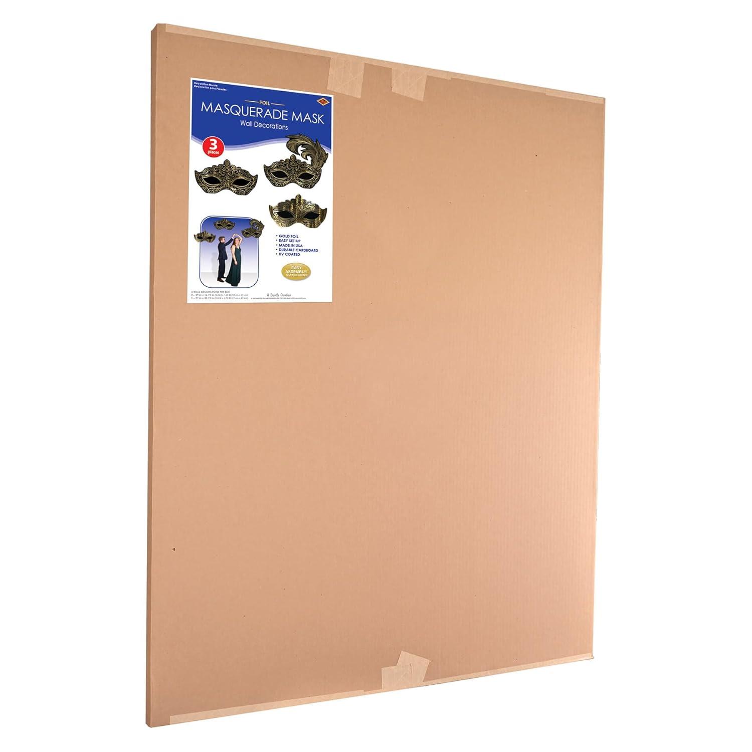 Beistle Masquerade Mask Wall Decorations, Asstd, (3/Box) Multicolored