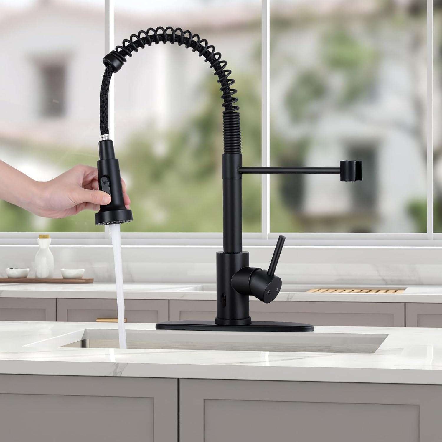 Matte Black Touchless Pull Down Kitchen Faucet with Spray