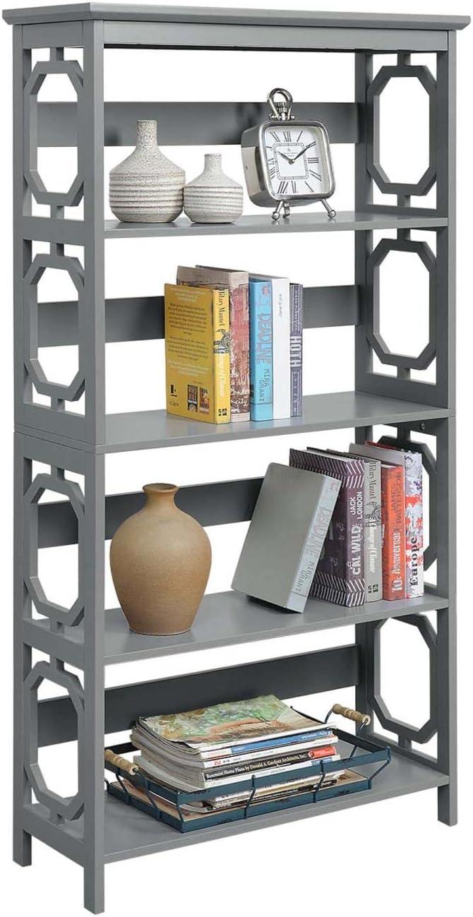 Convenience Concepts Omega Five-Tier Bookcase in Gray Wood Finish