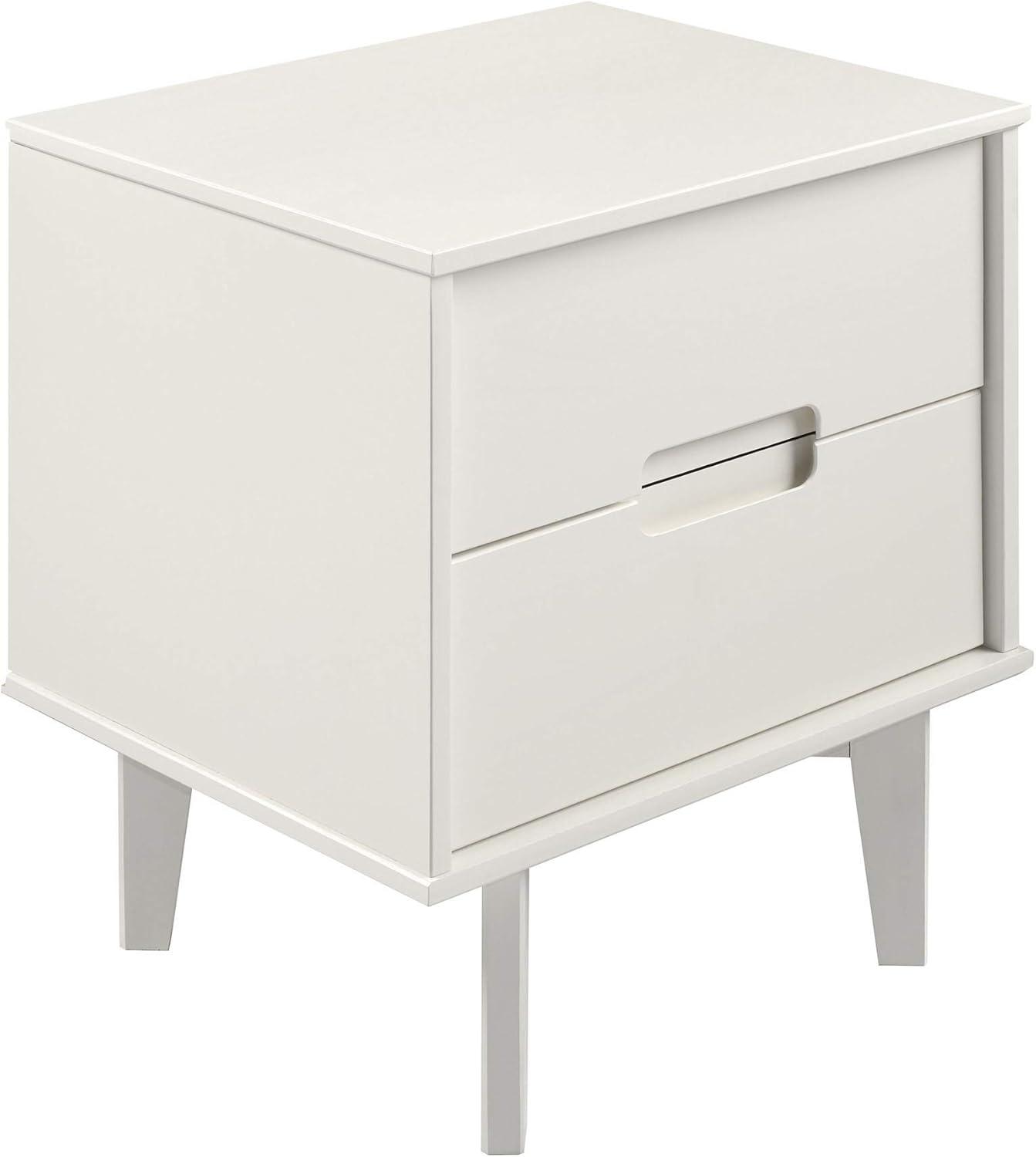 Mid-Century Modern White Maple 2-Drawer Nightstand