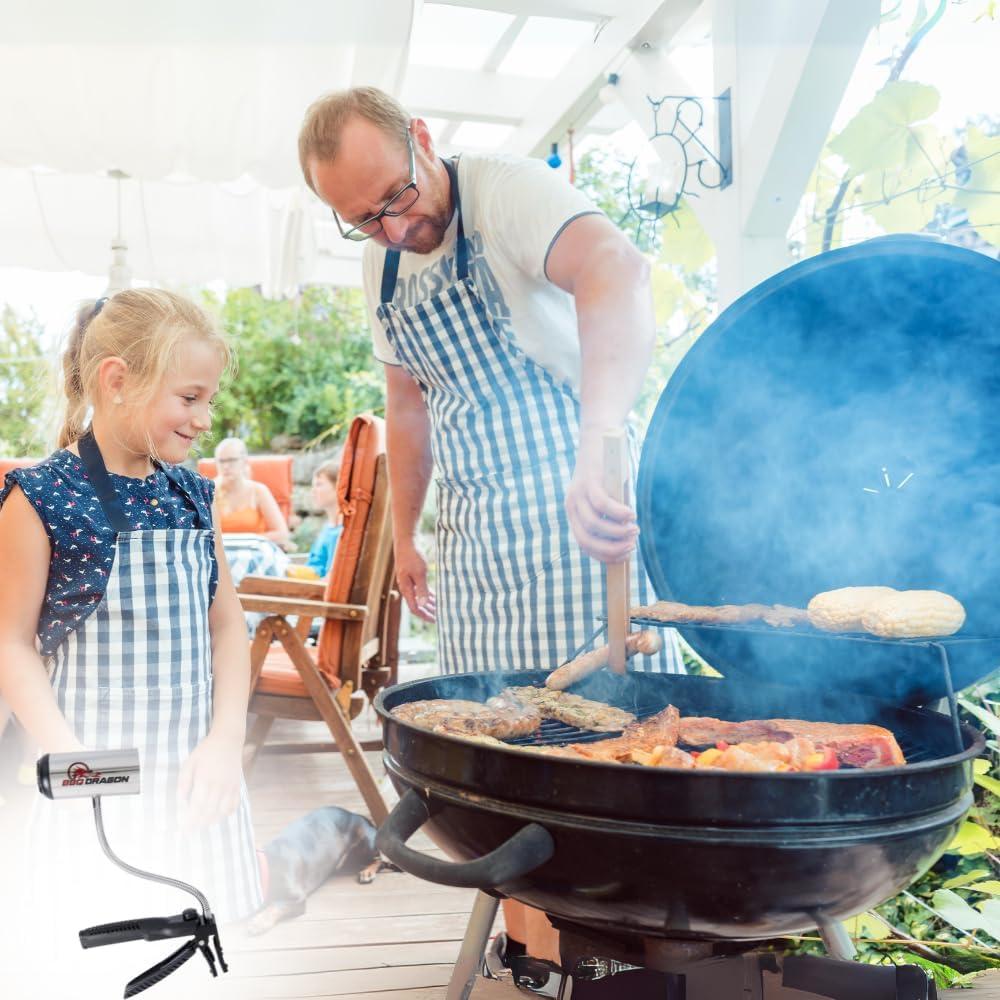 BBQ Dragon Grill Fan - Black: Stainless Steel Construction, No Assembly, Portable Charcoal Air Blower