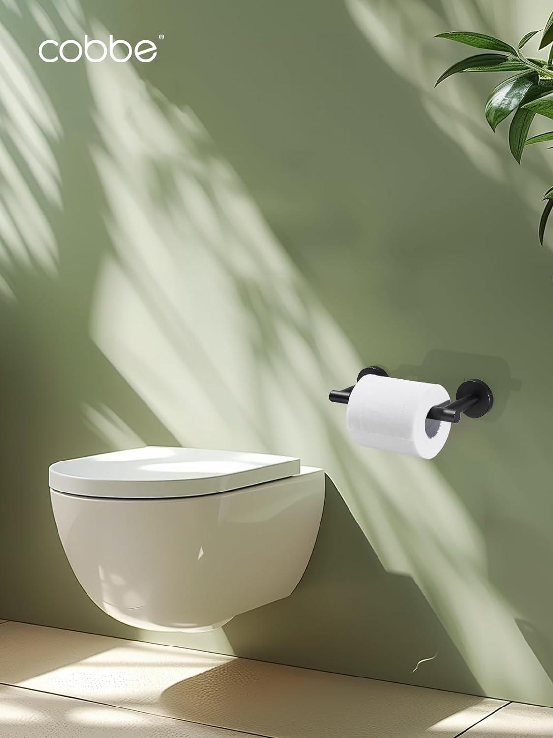 LANFENG Matte Black Double Post Pivoting Wall Mounted Stainless Steel Toilet Paper Holder for Bathroom RV  by RARXTR