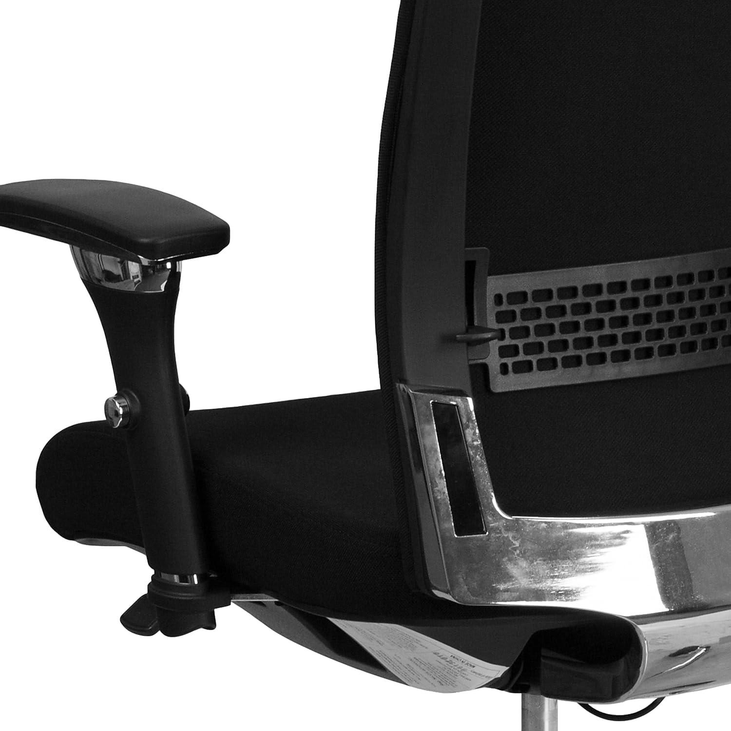 Black Mesh and Fabric Adjustable Executive Swivel Chair