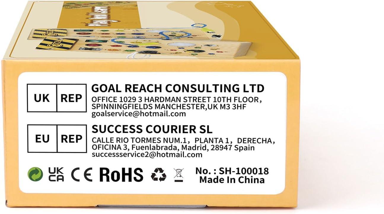 Montessori Wooden Busy Board with 8 LED Light switches, Sensory Toys Light Switch Travel Toys for 1+ Year Old Baby and Toddler