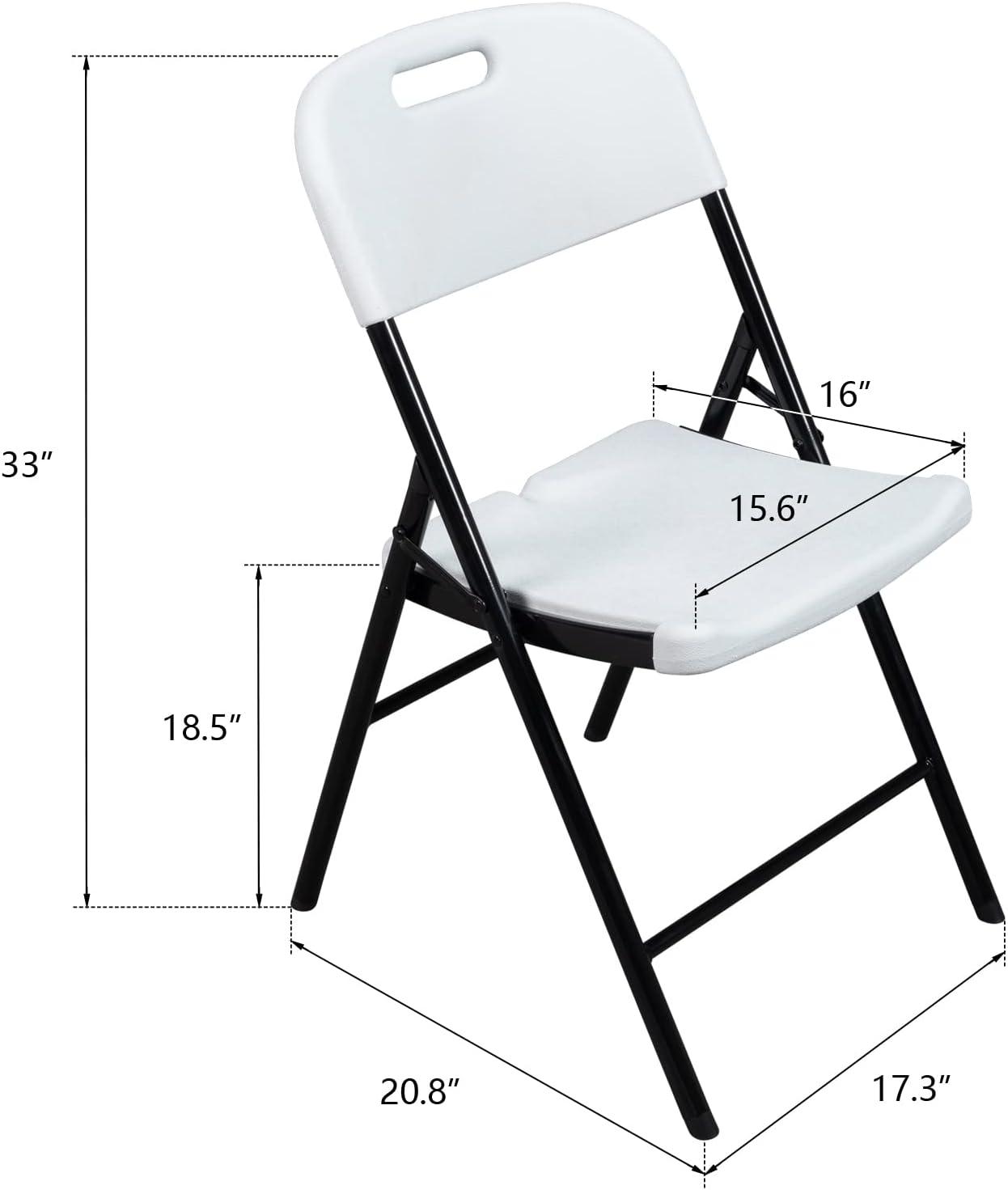 Set of 4 Black and White Plastic Folding Chairs