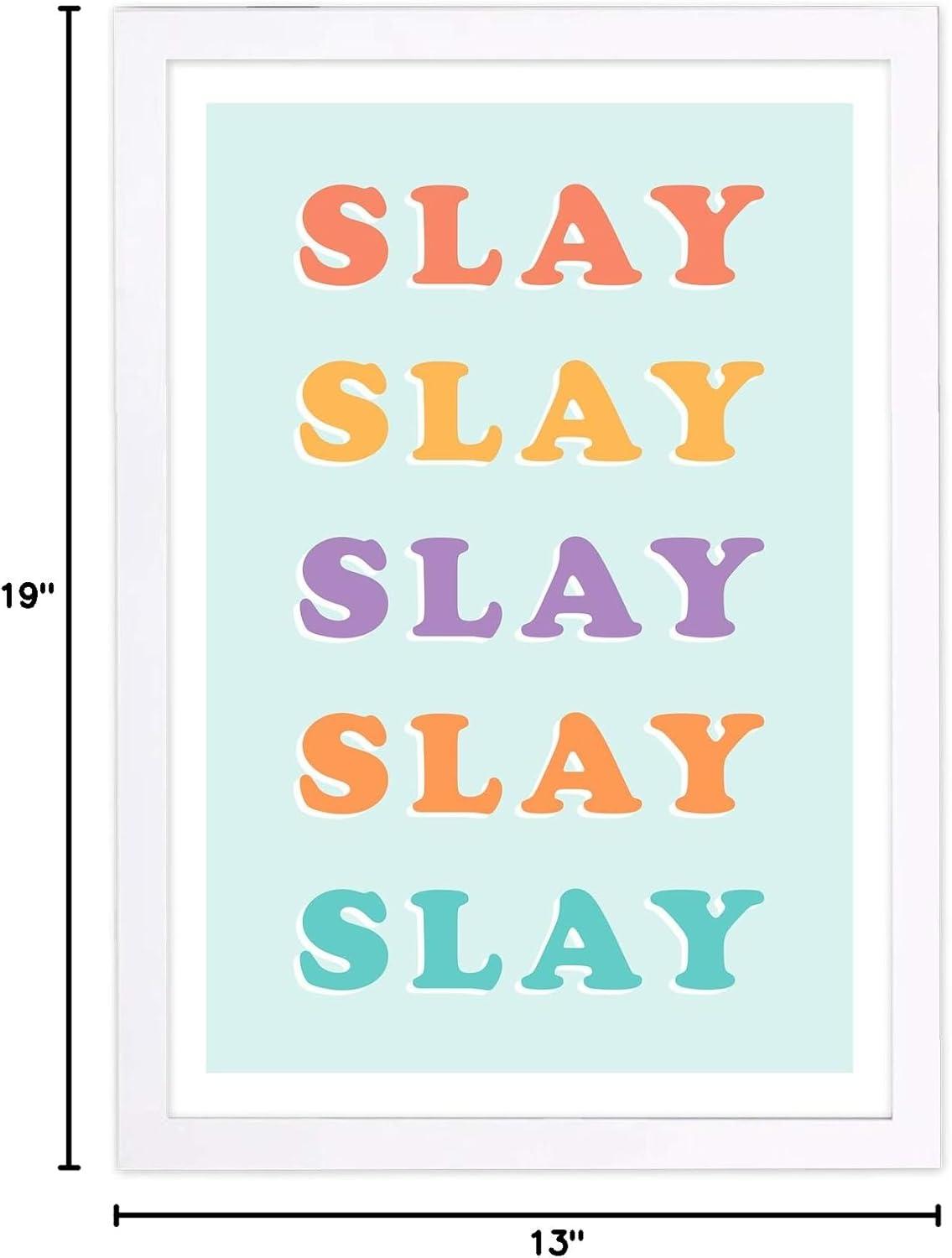 Wynwood Studio Typography and Quotes Framed Wall Art Prints 'Slay Technicolor' Quotes and Sayings Home Décor - Blue, Purple, 13" x 19"