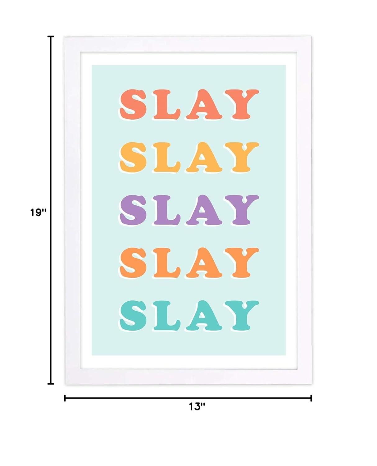 Wynwood Studio Typography and Quotes Framed Wall Art Prints 'Slay Technicolor' Quotes and Sayings Home Décor - Blue, Purple, 13" x 19"