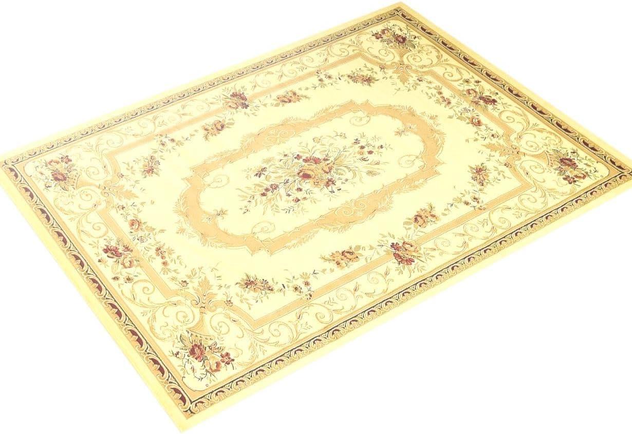 Ivory Tan Rectangular 9' x 12' Stain-Resistant Synthetic Area Rug