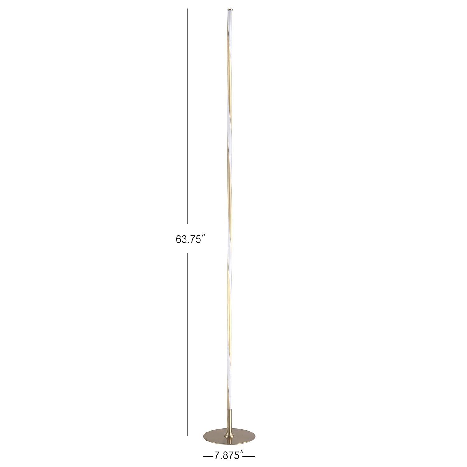JONATHAN Y JYL7006B Pilar 63.75" LED Integrated Floor Lamp, Modern, Contemporary for living room, dinning room, bedroom, office, Gold