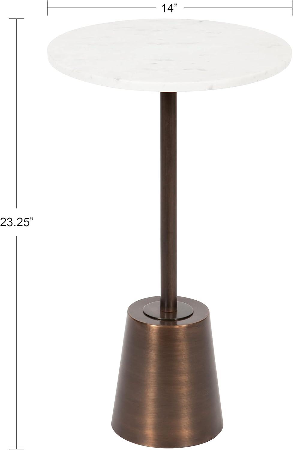 Kate and Laurel Tira Round Metal Side Table, 14x14x24, Bronze and White