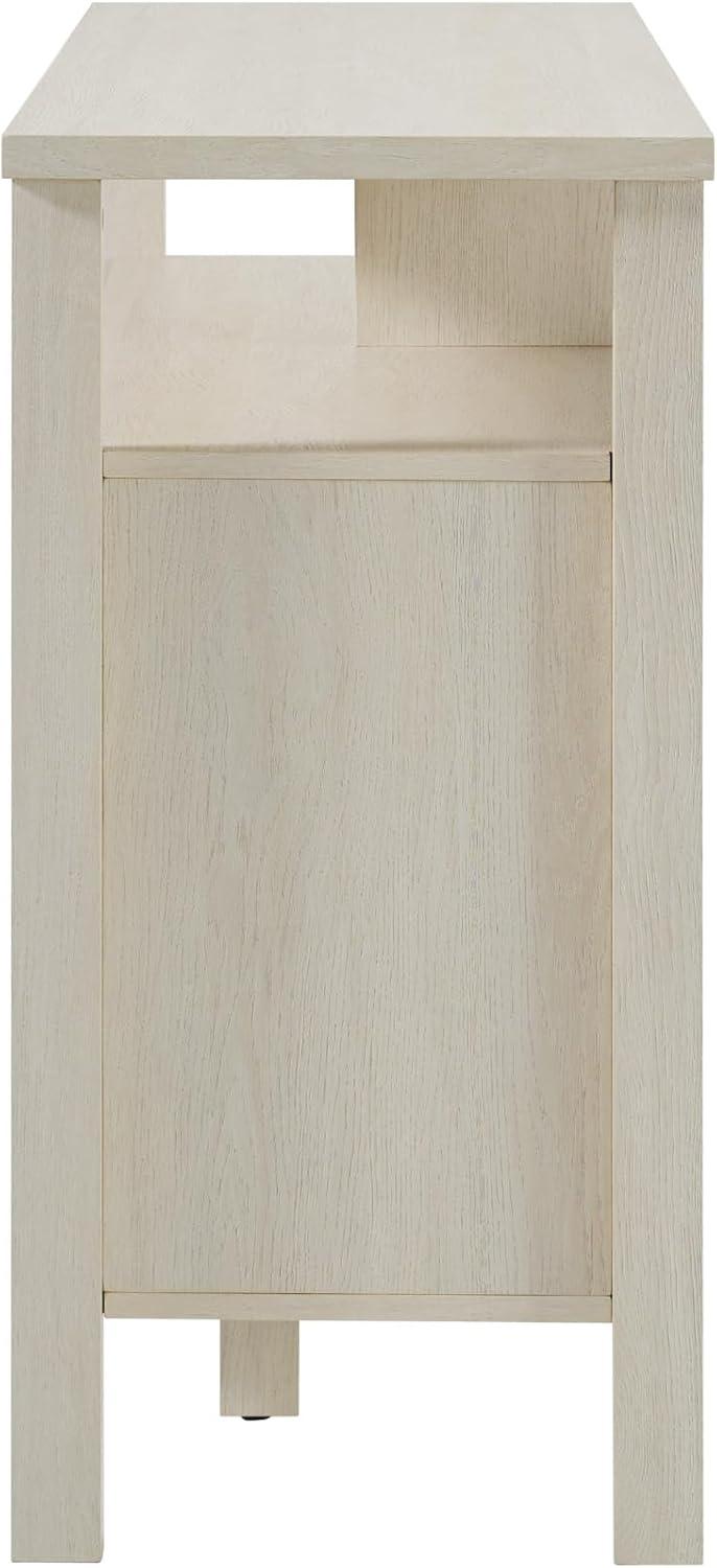 Walker Edison 58" Transitional 2-Door Windowpane TV Stand for TVs up to 65”, Ivory Oak