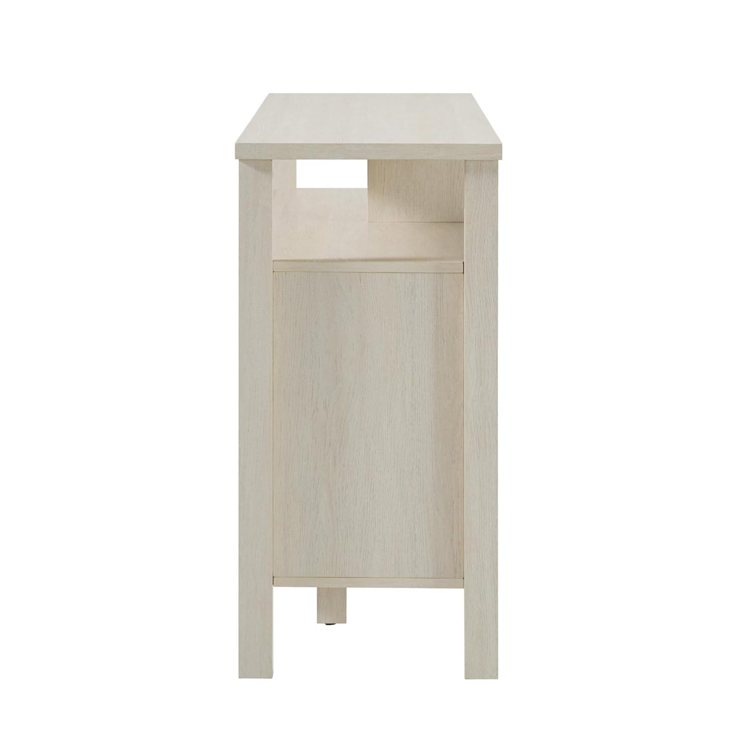 Walker Edison 58" Transitional 2-Door Windowpane TV Stand for TVs up to 65”, Ivory Oak