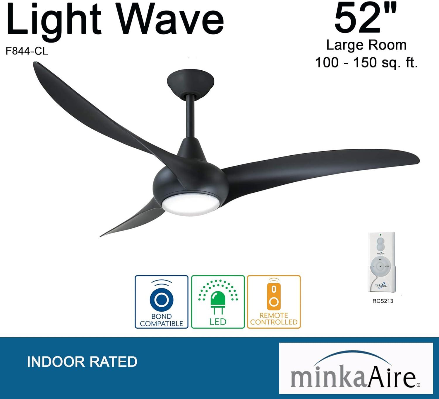 52" Wave 3 - Blade LED Propeller Ceiling Fan with Remote Control and Light Kit Included