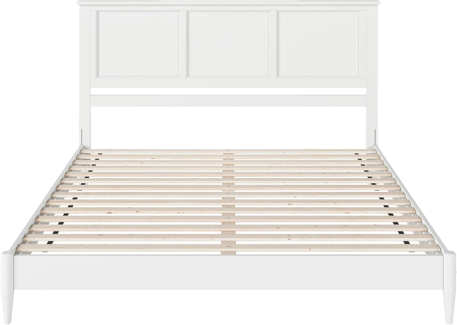 AFI Charlotte King Solid Wood Low Profile Platform Bed, White