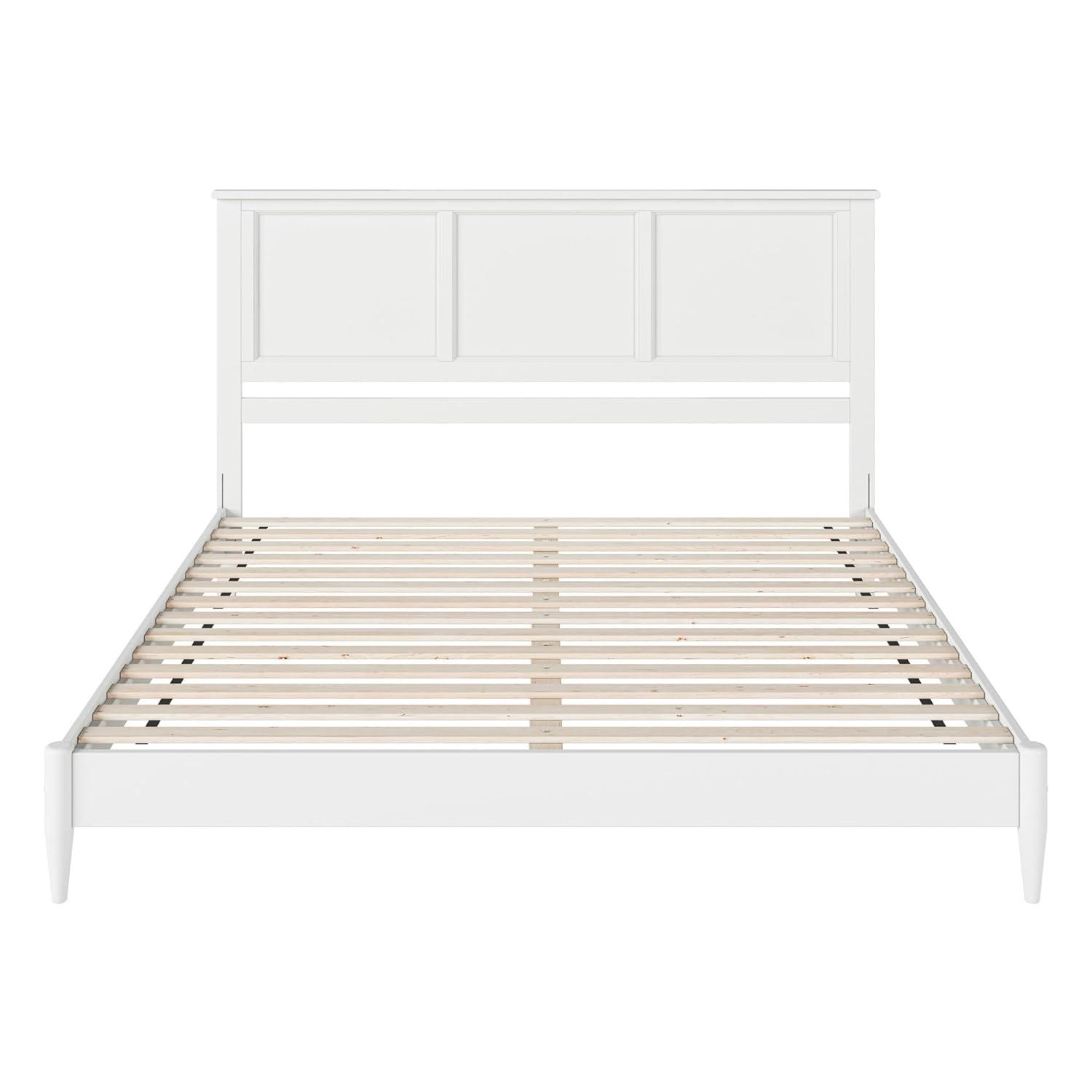 AFI Charlotte King Solid Wood Low Profile Platform Bed, White