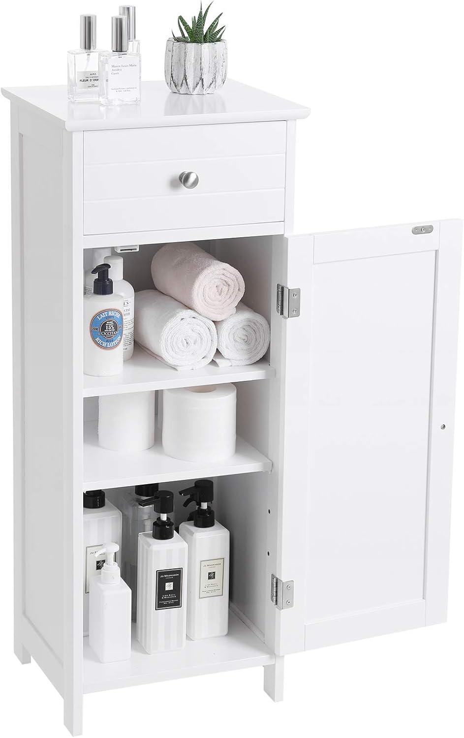 White MDF Freestanding Cabinet with Adjustable Shelving