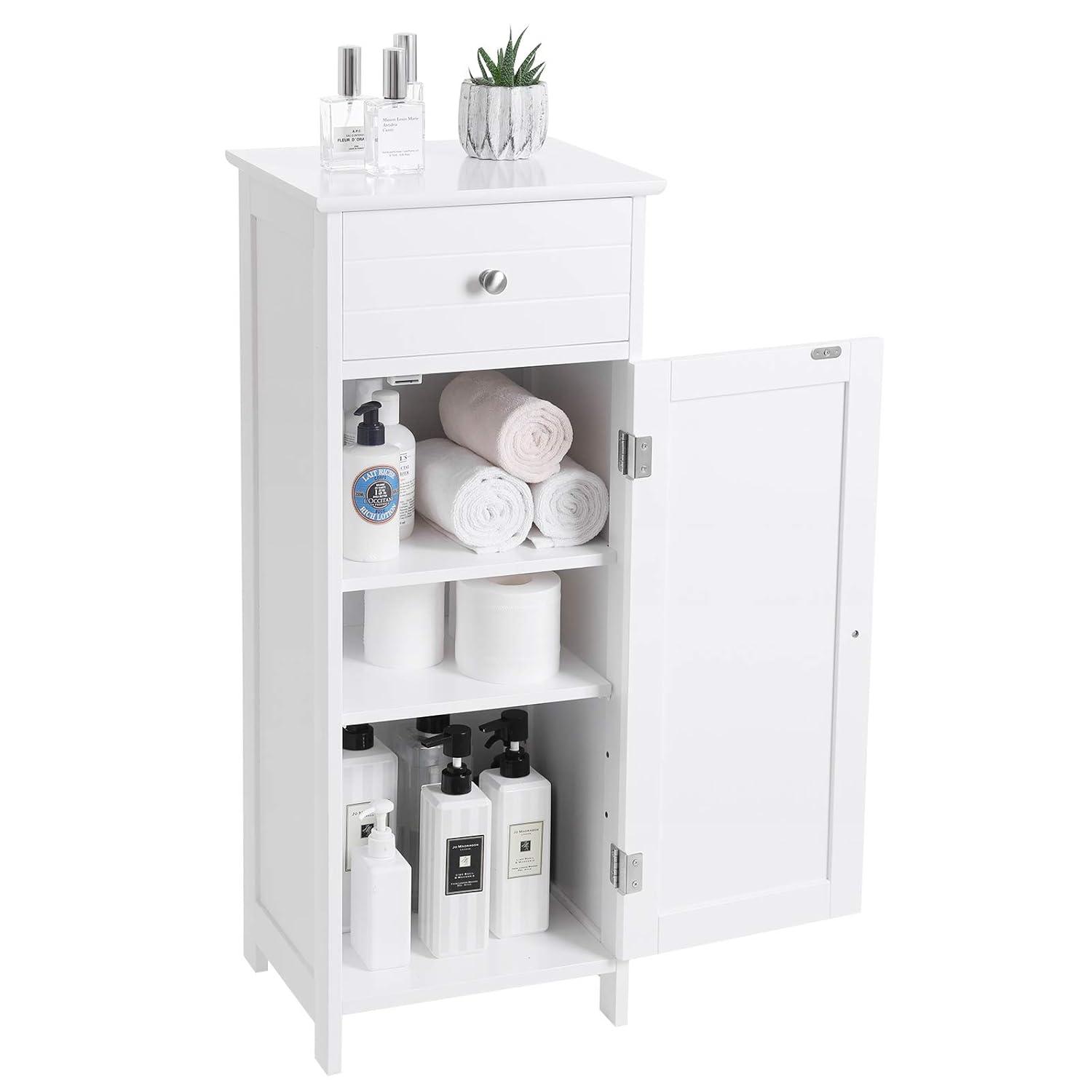 White MDF Freestanding Cabinet with Adjustable Shelving