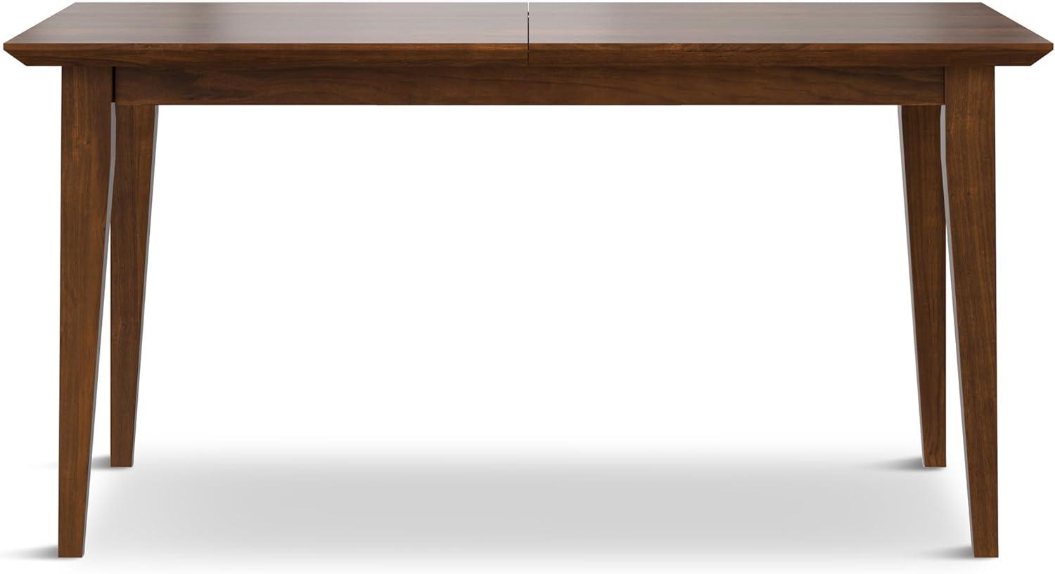 Draper 66-84"W Walnut Extendable Dining Table, Mid-Century Modern Style
