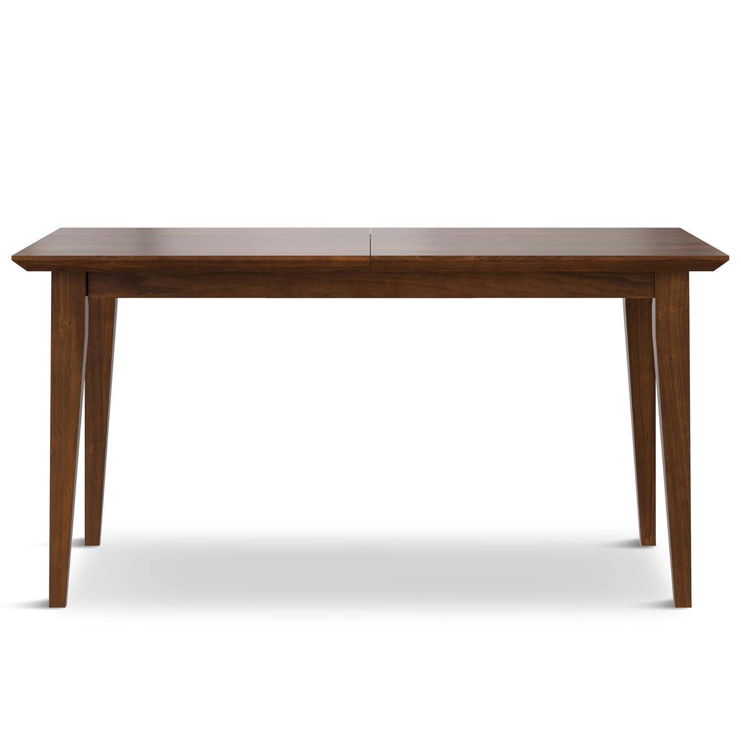 Draper 66-84"W Walnut Extendable Dining Table, Mid-Century Modern Style