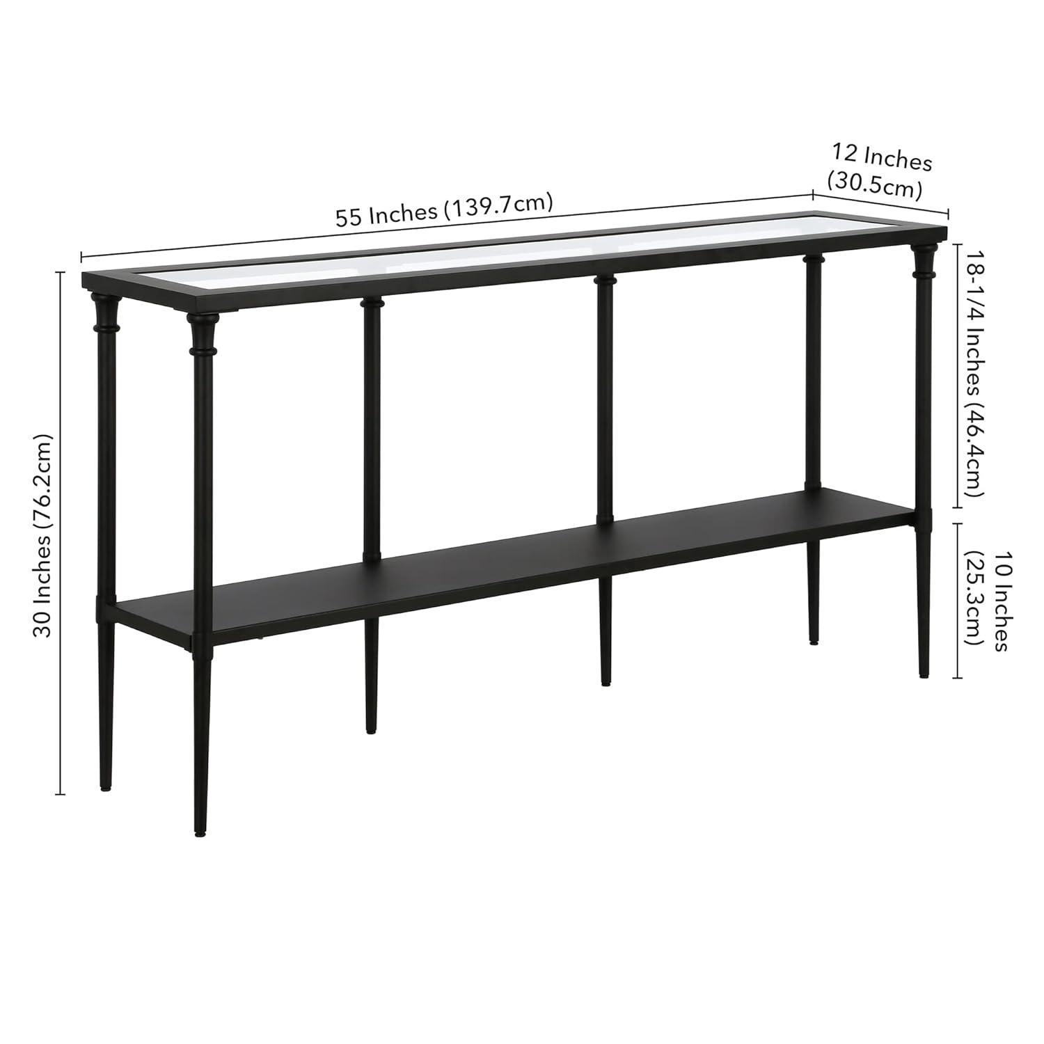 Henn&Hart 55" Blackened Bronze Metal/Glass Console Table