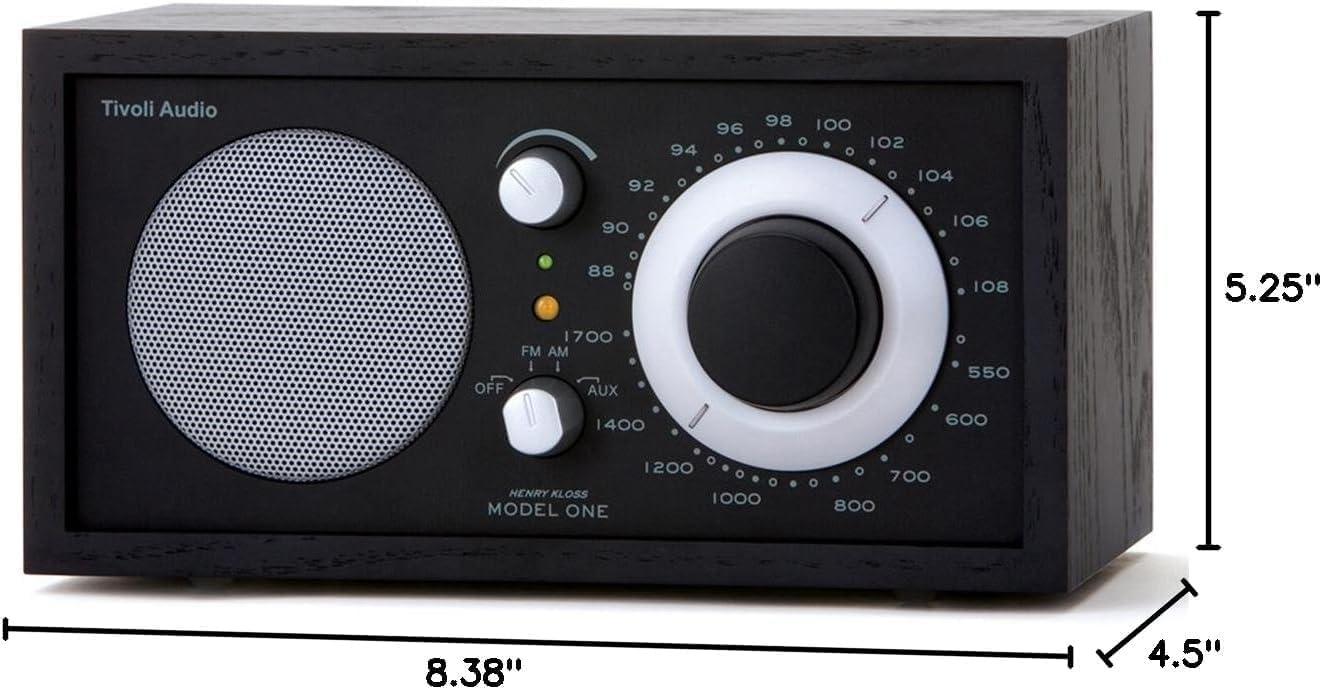 Classic Black and Silver Portable AM/FM Radio Tuner