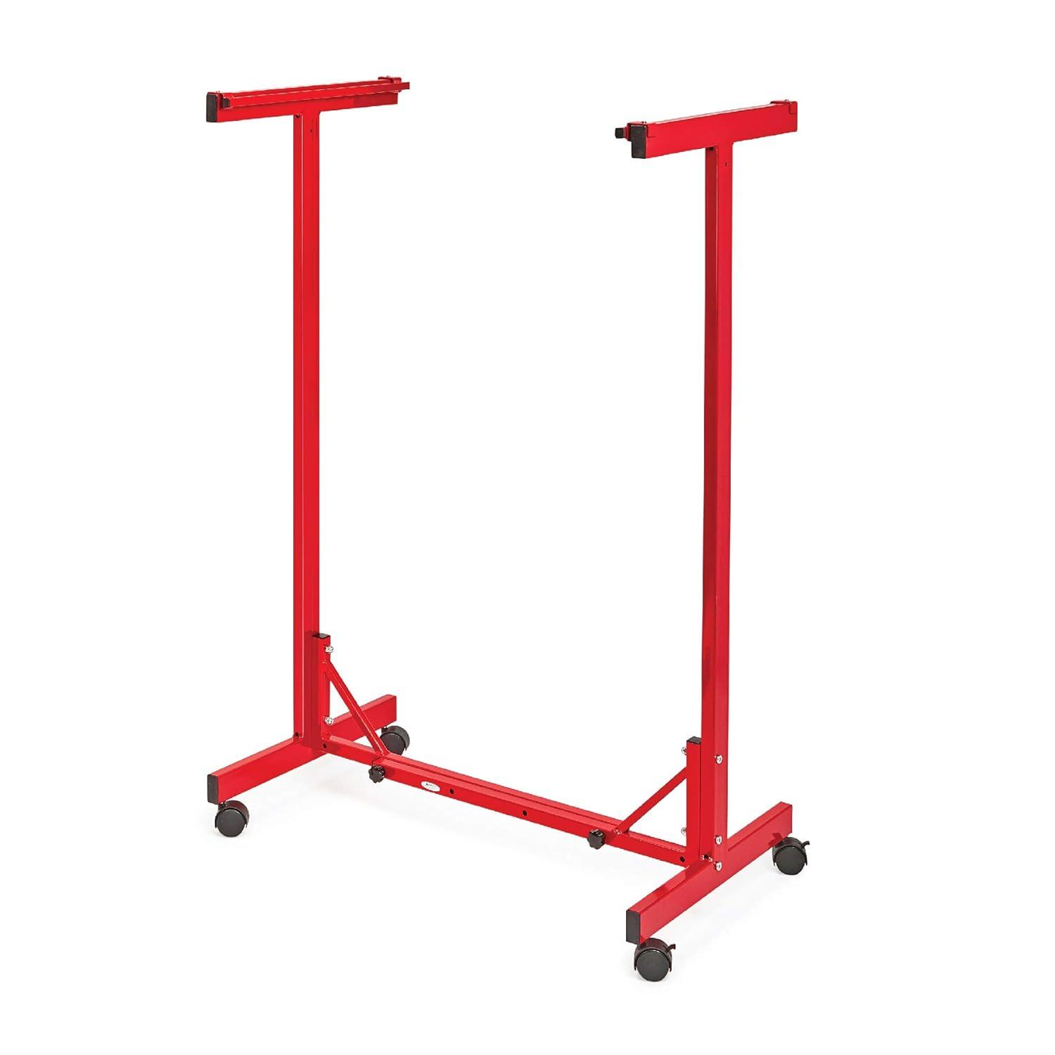Red Heavy Gauge Steel Mobile Blueprint Rack with Adjustable Width