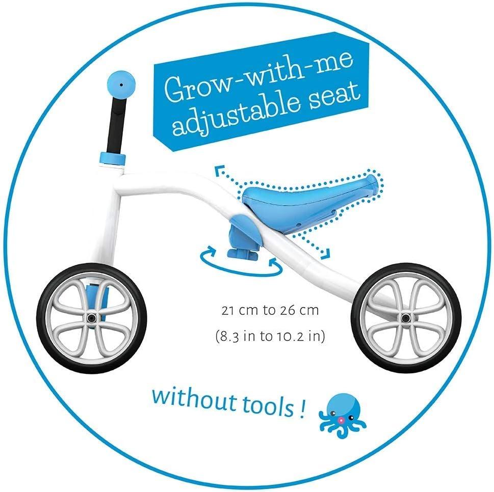 Chillafish Quadie stable 4-wheel grow-with-me ride-on with adjustable seat height, for kids 1-3 year, cookie storage in the seat, silent non-marking wheels, lime