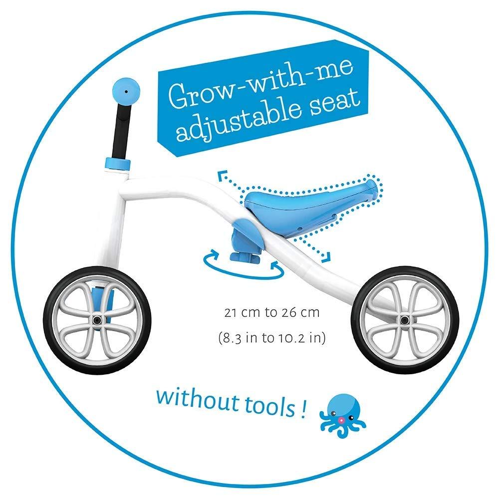 Chillafish Quadie stable 4-wheel grow-with-me ride-on with adjustable seat height, for kids 1-3 year, cookie storage in the seat, silent non-marking wheels, lime