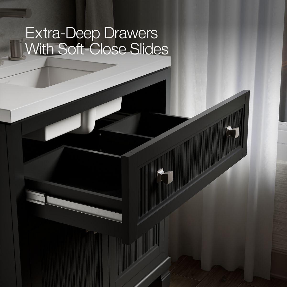 Hearthaven 30'' Free Standing Single Bathroom Vanity Cabinet with Sink and Quartz Top