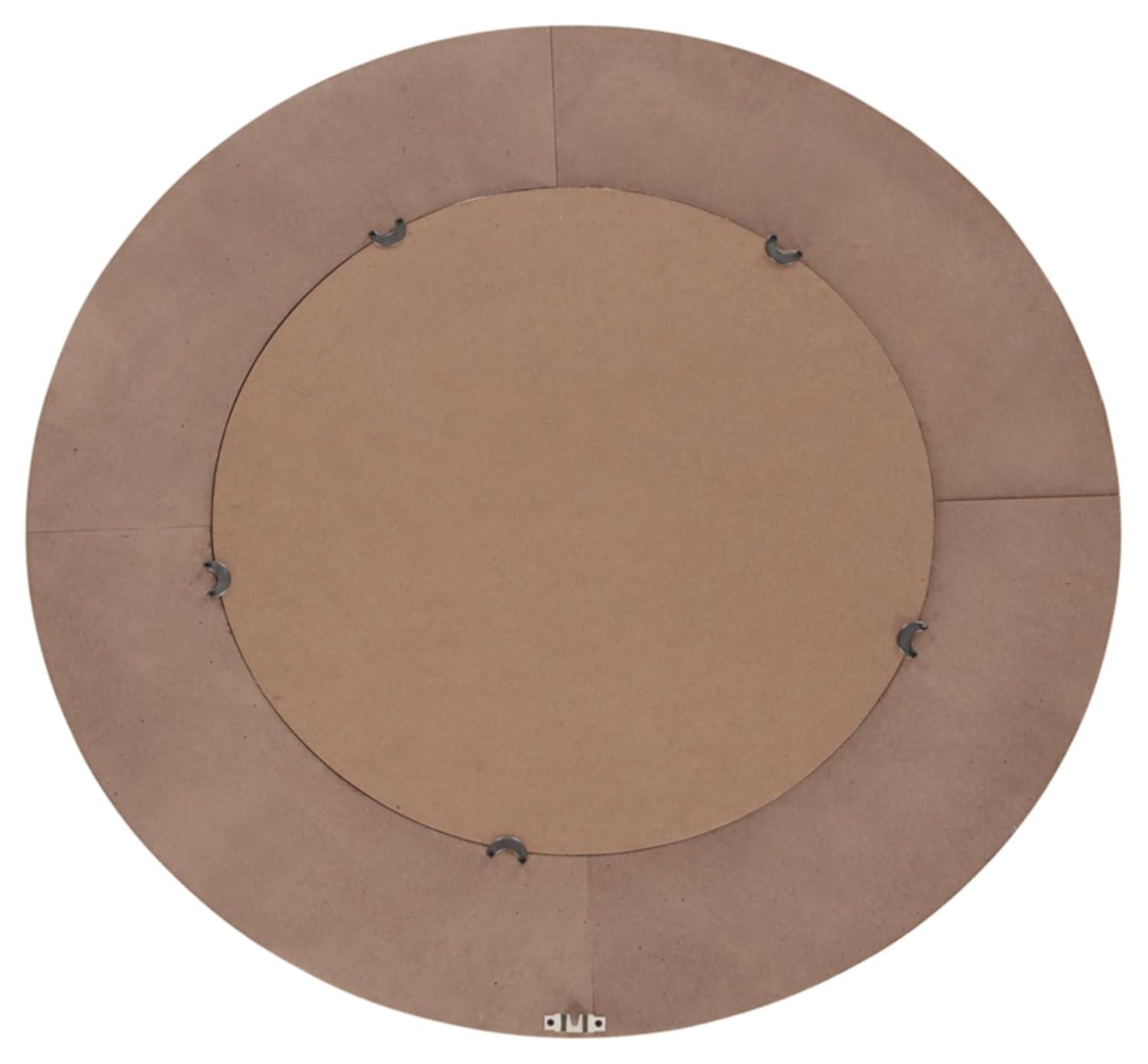 Gray Distressed Wood Round Wall-Mounted Mirror, 35.5"