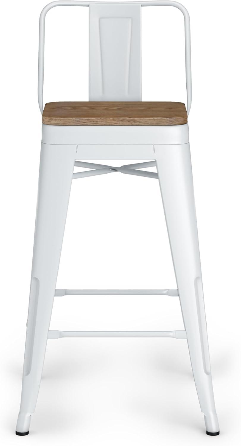 Rayne 24" White Metal and Wood Counter Stools, Set of 4