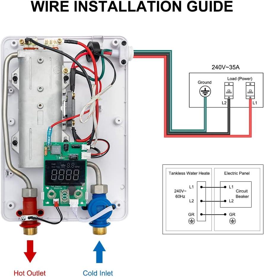 CAMPLUX 1.8 GPM Tankless Electric Water Heater, 6kW 240V, TE06Pro, White