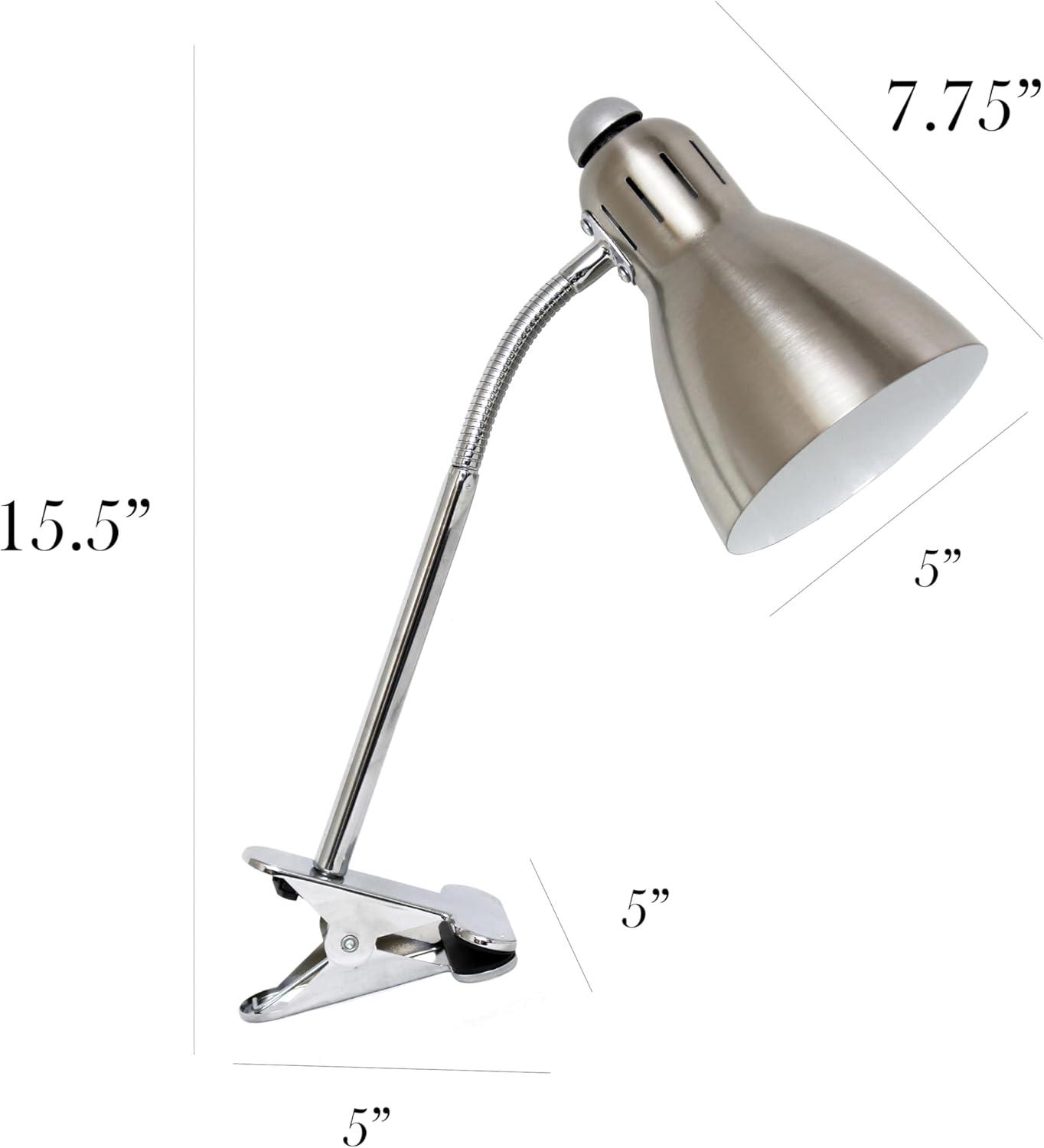 Adjustable Silver Clip-On Task Light with Bell Shade