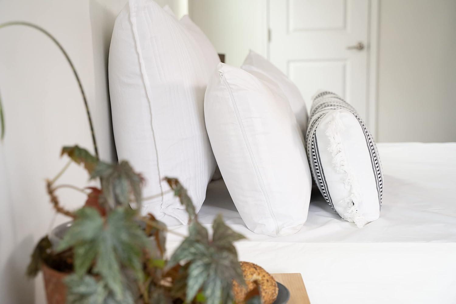 AllerEase 100% Cotton Allergy Protection Pillow Protectors - Hypoallergenic, Zippered, Allergist Recommended, Prevent Collection of Dust Mites and Other Allergens, Standard Sized, 20? x 26? (Set of 4)