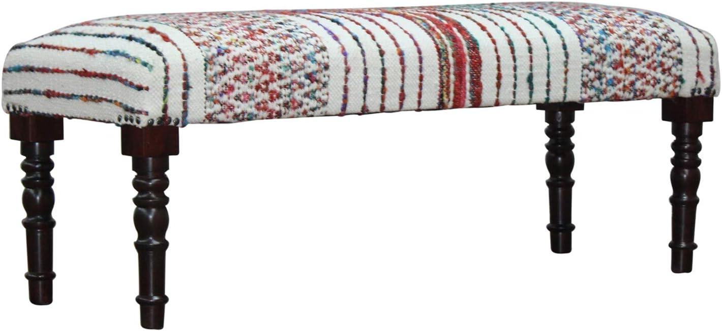 Colorful Chevron and Striped Chindi Bench with Storage