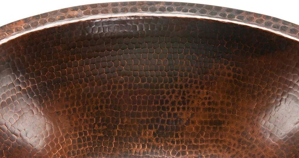 19" Oval Under Counter Hammered Copper Bathroom Sink