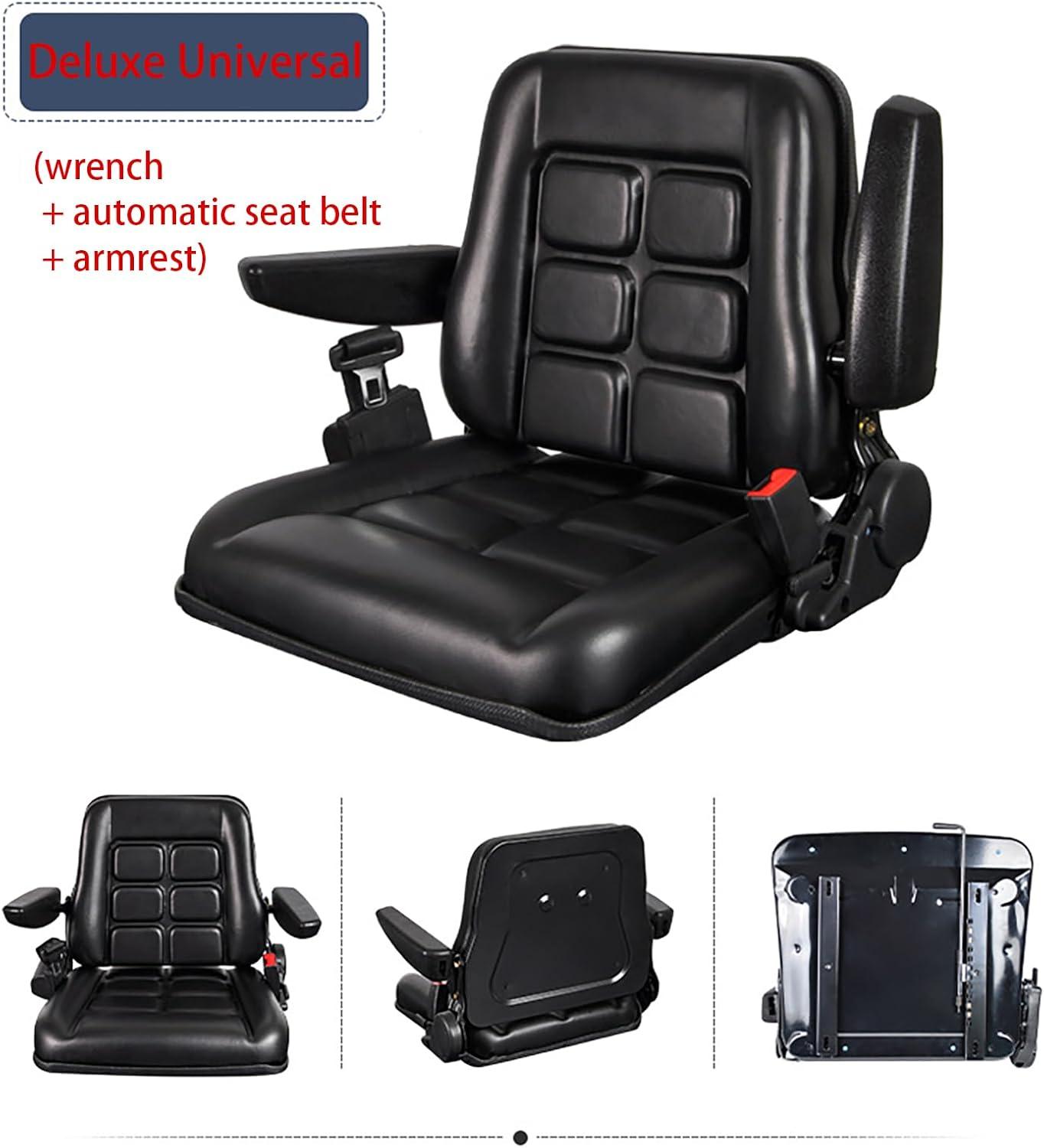 Black Adjustable PVC Forklift and Tractor Seat with Armrests