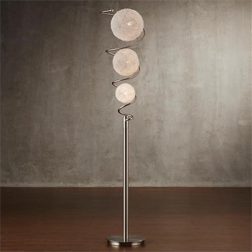 Lexicon Diya Modern Metal Base Floor Lamp in Satin Nickel