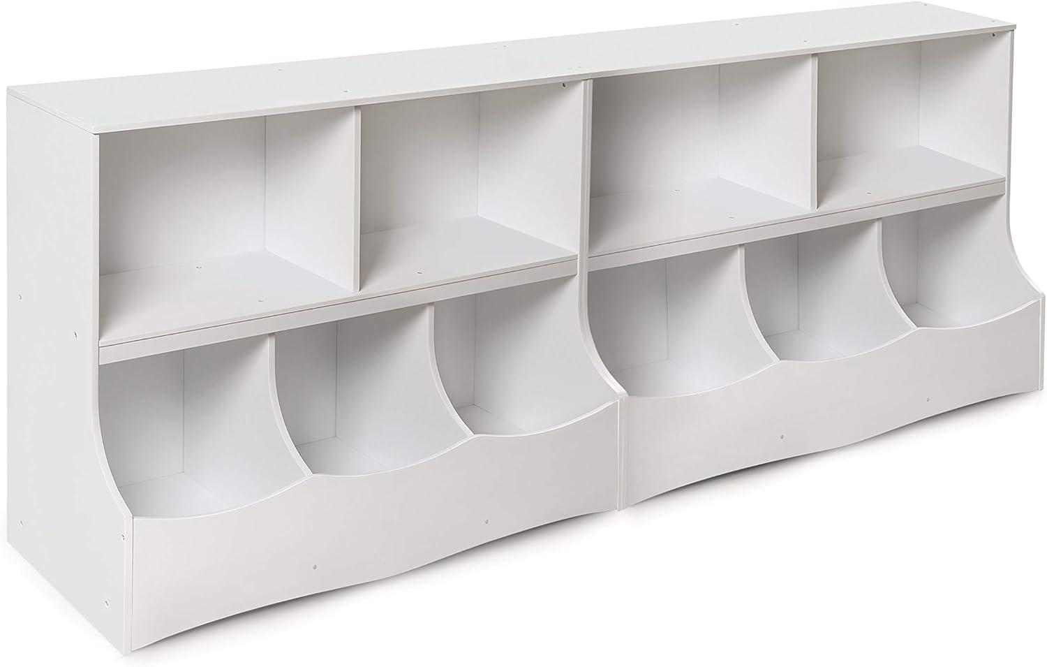 White MDF Kids Toy Storage Organizer with Cubby Bins