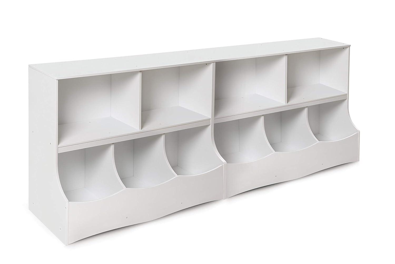 White MDF Kids Toy Storage Organizer with Cubby Bins