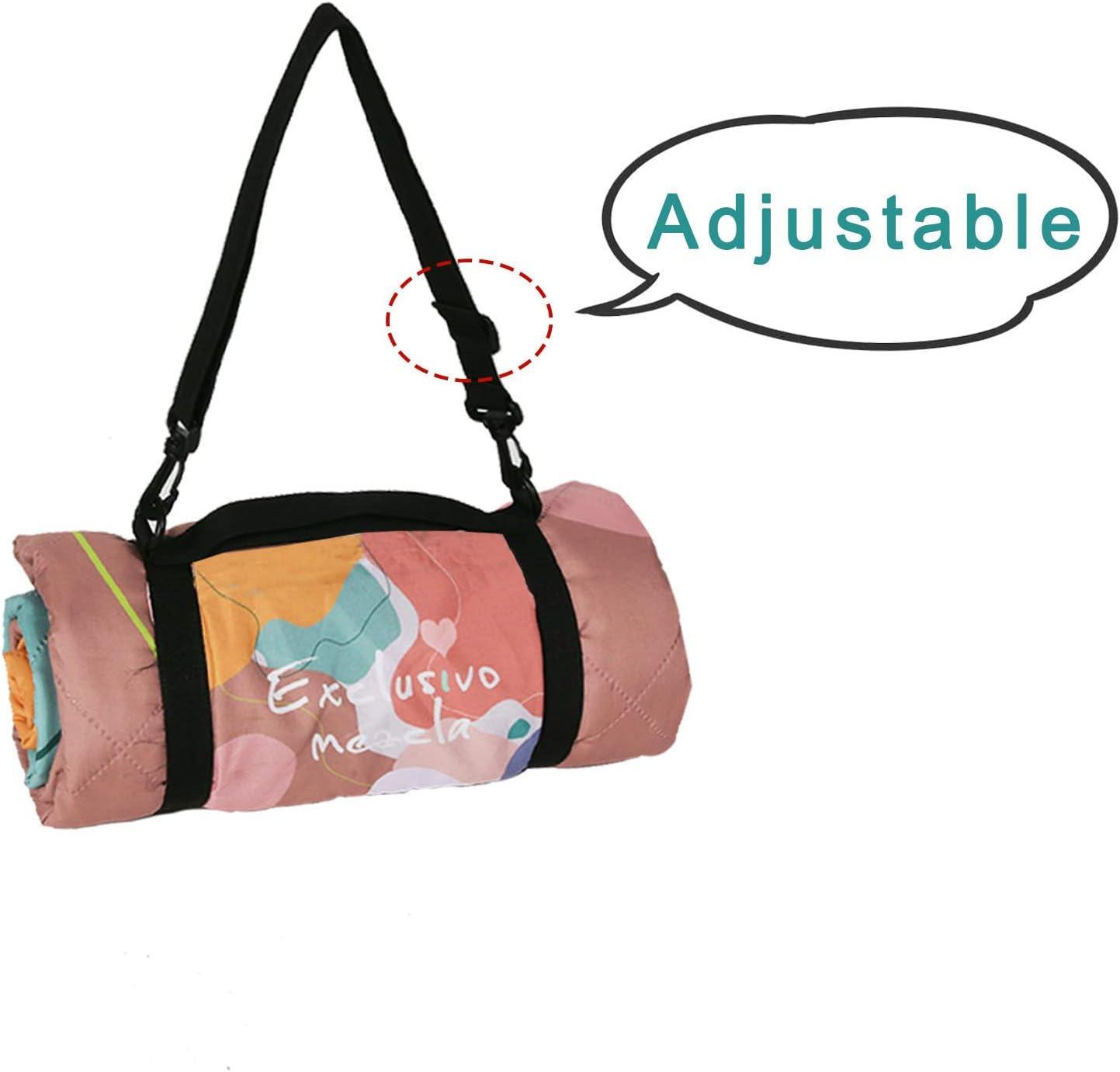 Exclusivo Mezcla Waterproof Picnic Blankets 3-Layer 60"x 80" Large Sandproof Beach Blanket Foldable Outdoor Blanket for Camping on Grass Picnic Mat, Abstract Pink