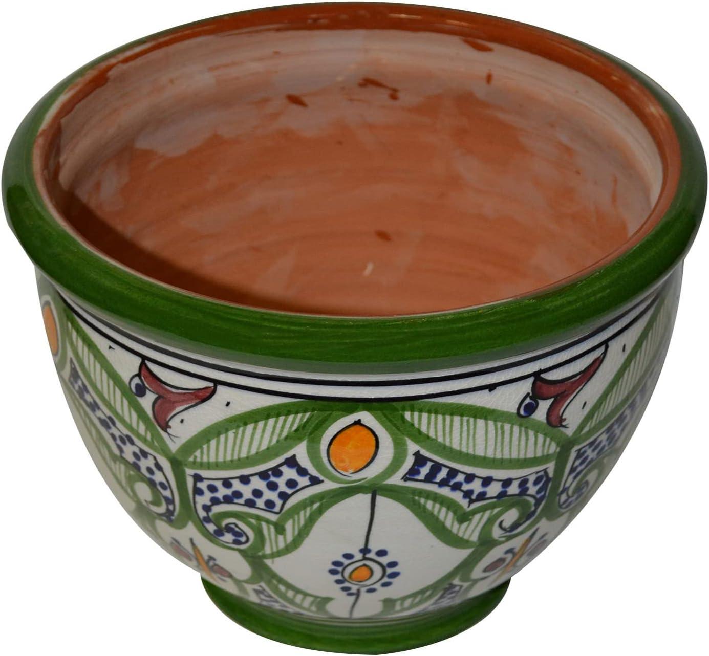 JGSP Flower Pot Moroccan Spanish Garden Drain Hole Ceramic Planter Handmade Multicolored