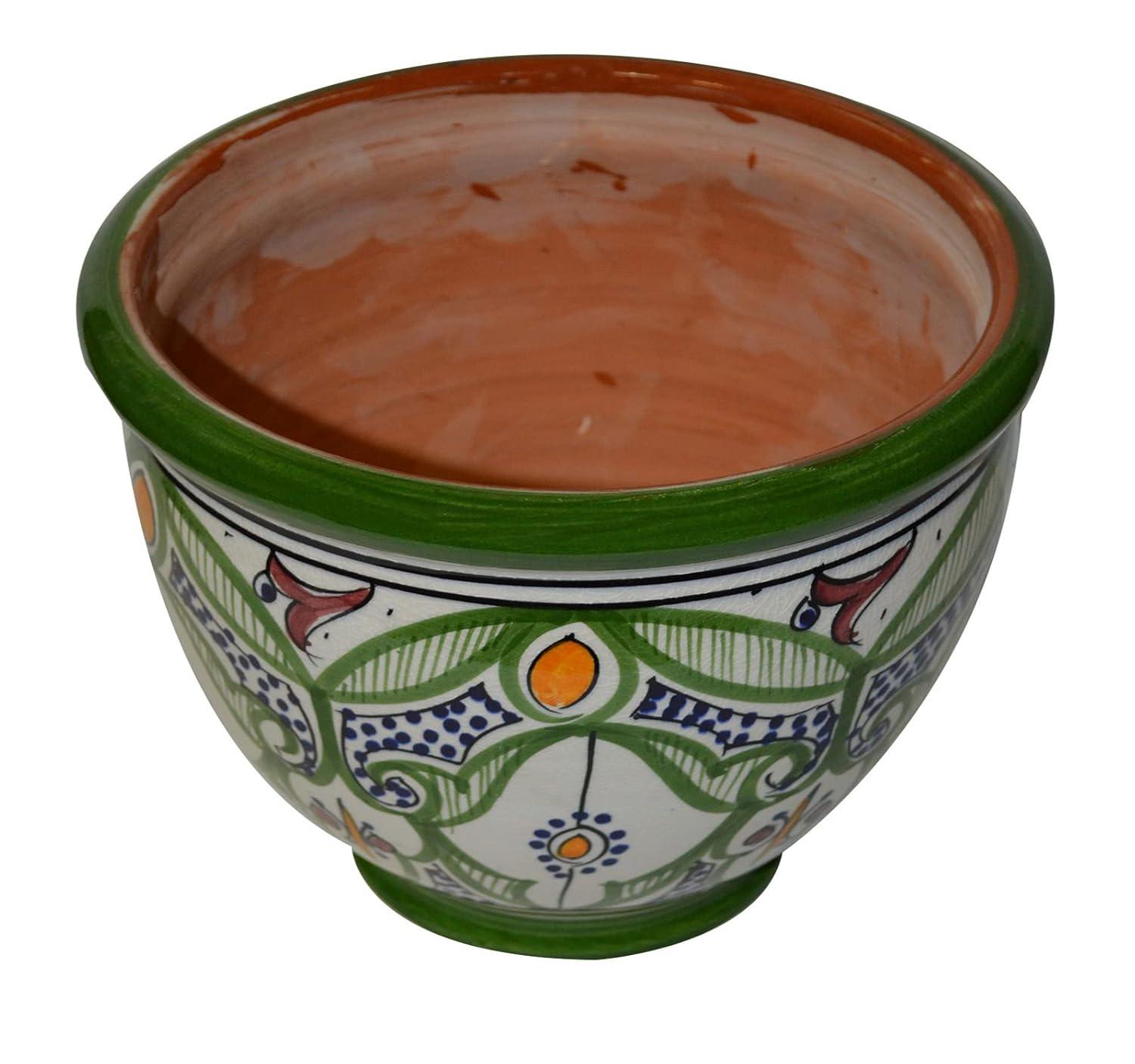 JGSP Flower Pot Moroccan Spanish Garden Drain Hole Ceramic Planter Handmade Multicolored