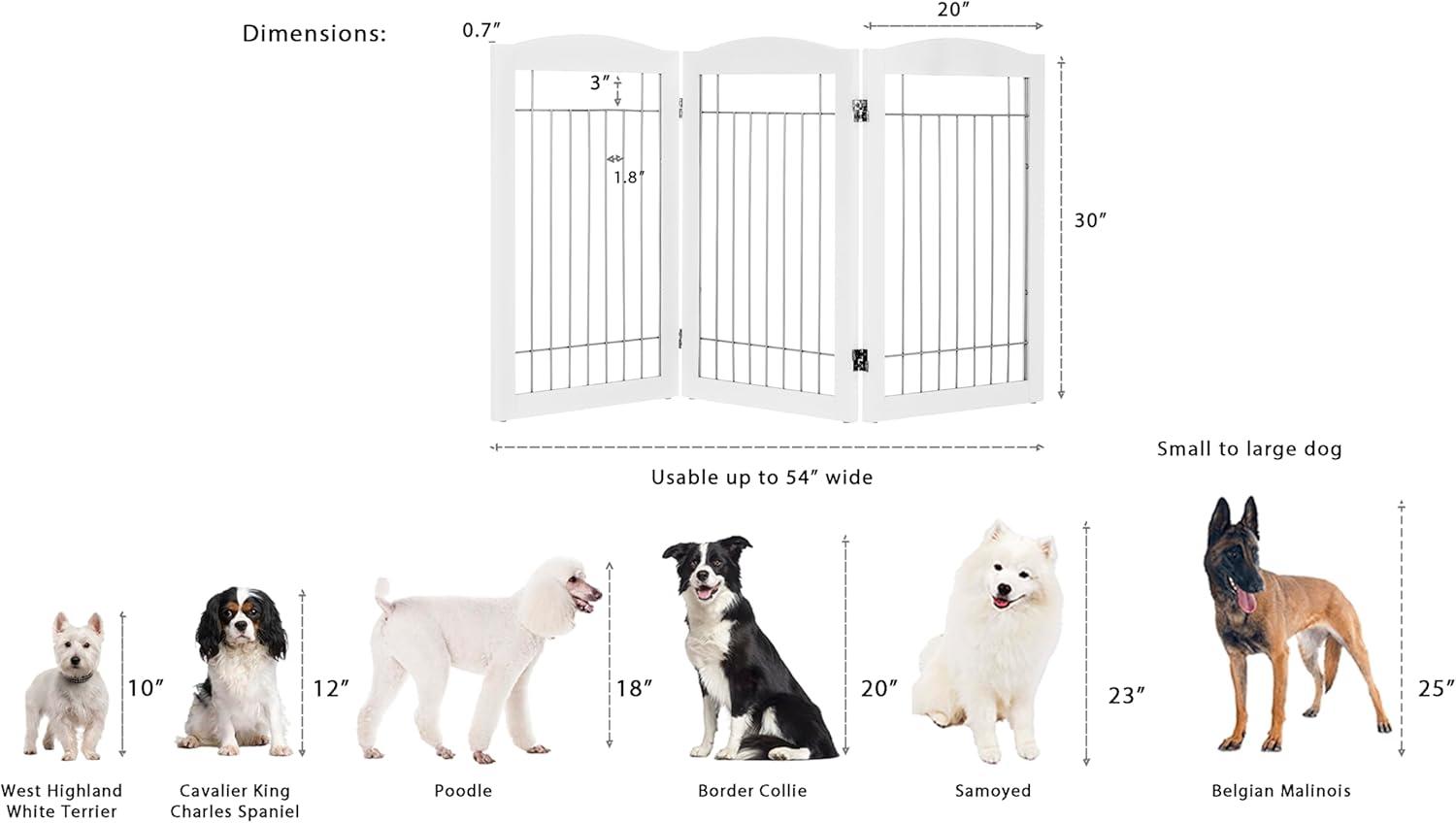 White Freestanding Foldable Pet Gate with Wire Panels